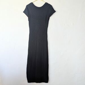 Maeve by Anthropologie Heavyweight Ribbed Midi Dress - Black - Medium Excellent